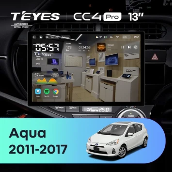 Штатная магнитола Teyes CC4 Pro 8/128 Toyota Aqua (2011-2017) Правый руль (13")