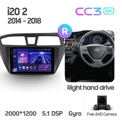 Штатная магнитола Teyes CC3 2K 4/32 Hyundai i20 2 GB (2014-2018) Правый руль