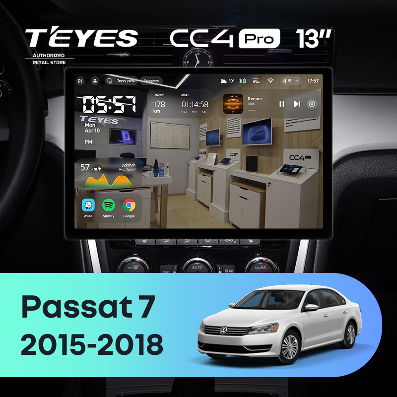 Штатная магнитола Teyes CC4 Pro 8/128 Volkswagen Passat 7 B7 NMS (2015-2018) F2 (13&quot;)