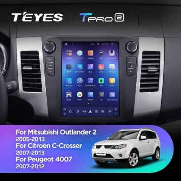 Штатная магнитола Tesla style Teyes TPRO 2 6/128 Mitsubishi Outlander 2 CW0W (2005-2013) Тип-B