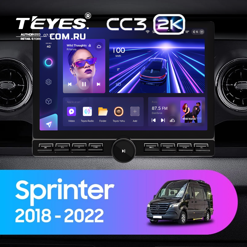 Штатная магнитола Teyes CC3 2K 6/128 Mercedes-Benz Sprinter (2018-2022) F1 (13&quot; с кнопками)