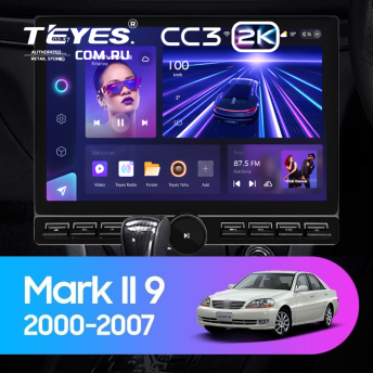 Штатная магнитола Teyes CC3 2K 6/128 Toyota Mark II 9 X100 (2000-2007) F1 (13&quot; с кнопками)