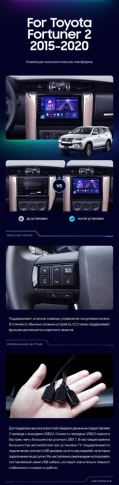 Штатная магнитола Teyes CC3 2K 4/64 Toyota Fortuner 2 (2015-2024)