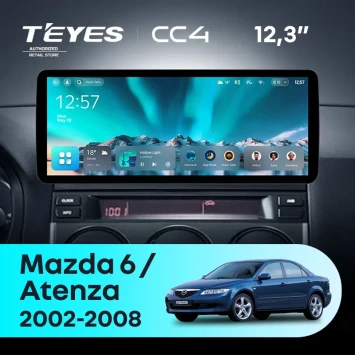 Штатная магнитола Teyes CC4 12.3" 8/128 Mazda Atenza (2002-2008) Правый руль