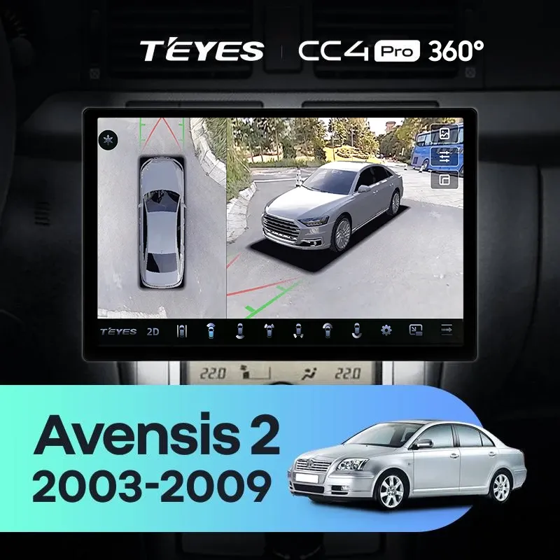 Штатная магнитола Teyes CC4 Pro 360 12/256 Toyota Avensis T250 (2003-2009) (13")