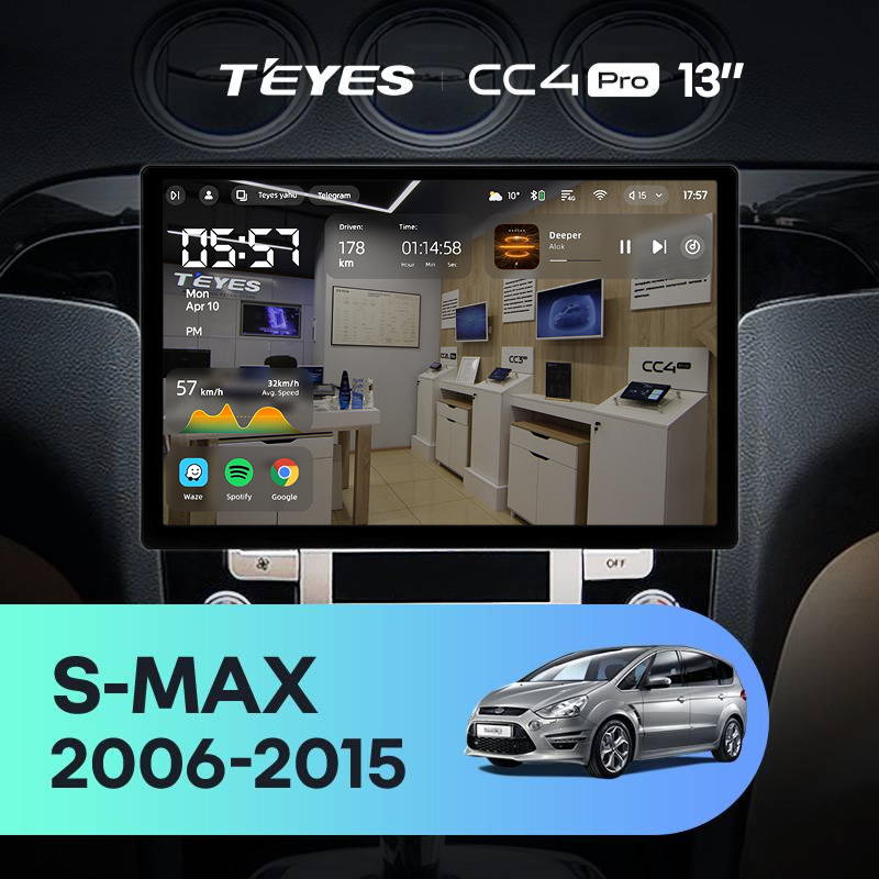 Штатная магнитола Teyes CC4 Pro 8/128 Ford S-MAX (2006-2015) F2 (13&quot;)