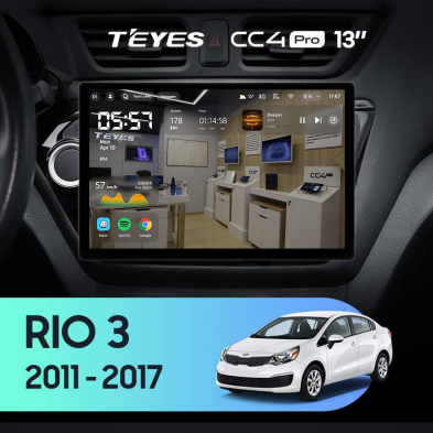 Штатная магнитола Teyes CC4 Pro 8/128 Kia Rio 3 (2011-2017) (13&quot;)