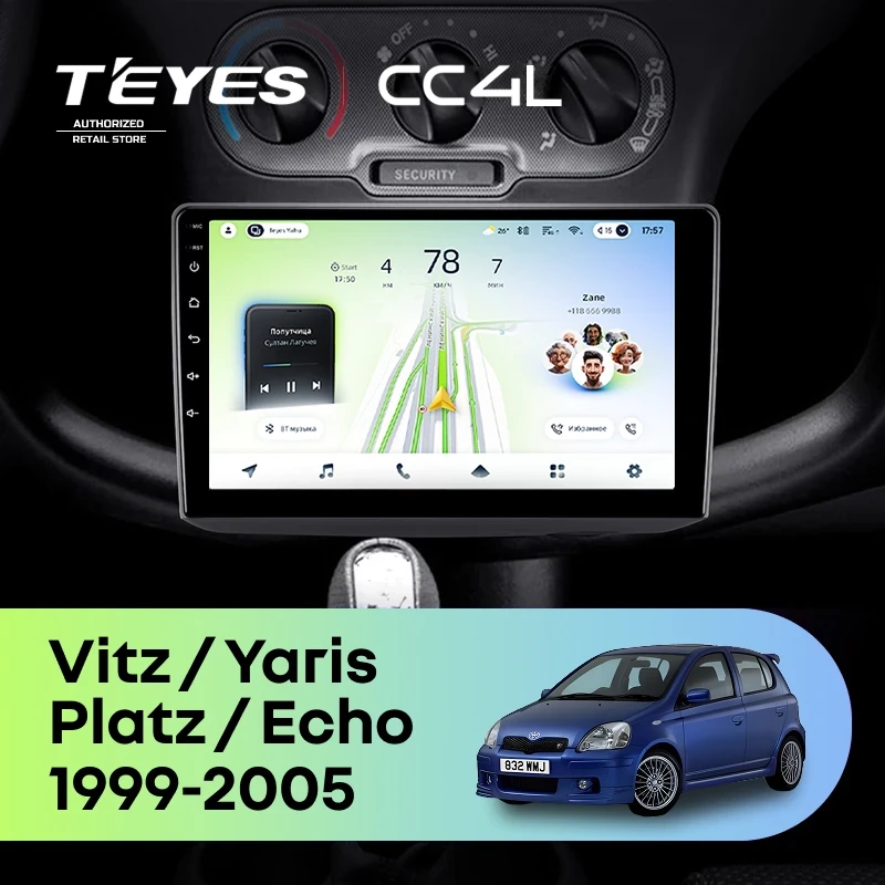 Штатная магнитола Teyes CC4L 4/64 Toyota Platz (1999-2005) F1