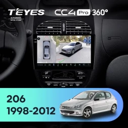 Штатная магнитола Teyes CC4 Pro 360 8/128 Peugeot 206 (1998-2012) F1