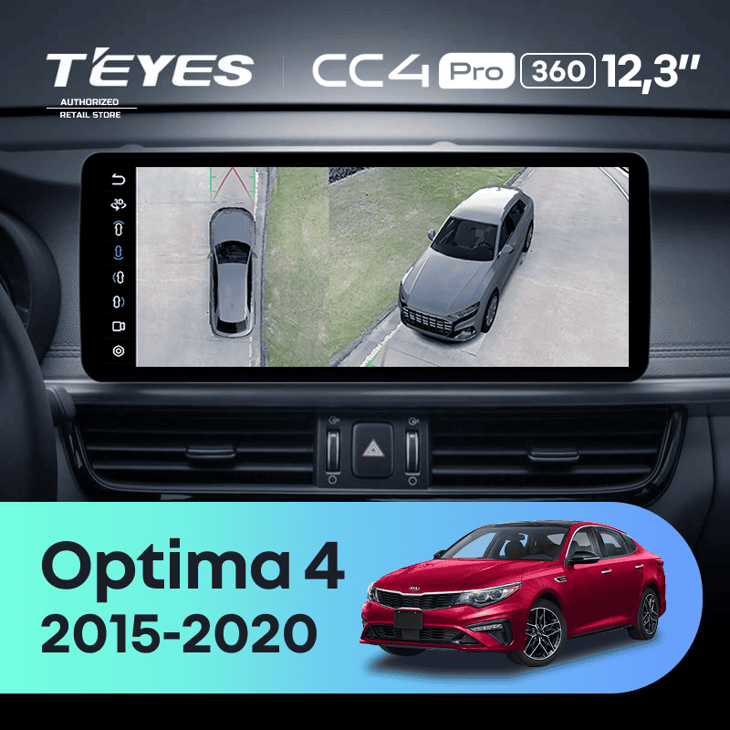 Штатная магнитола Teyes CC4 Pro 12.3" 360 12/256 Kia Optima 4 JF (2015-2020) Тип-A