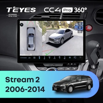 Штатная магнитола Teyes CC4 Pro 360 12/256 Honda Stream 2 (2006-2014) Правый руль (11")