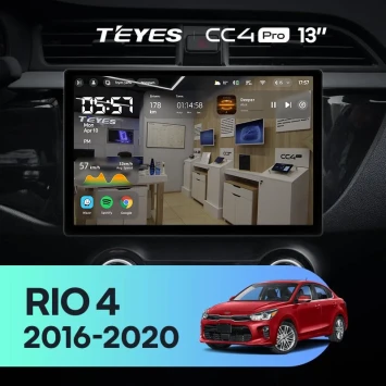 Штатная магнитола Teyes CC4 Pro 8/128 Kia Rio 4 (2016-2020) Тип-B (13")