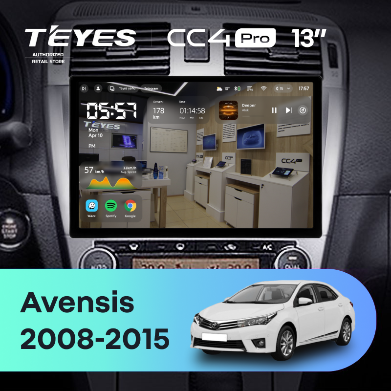Штатная магнитола Teyes CC4 Pro 8/128 Toyota Avensis 3 (2008-2015) F1 (13&quot;)