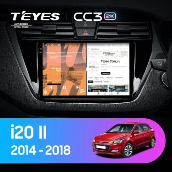 Штатная магнитола Teyes CC3 2K 4/64 Hyundai i20 2 GB (2014-2018) Правый руль