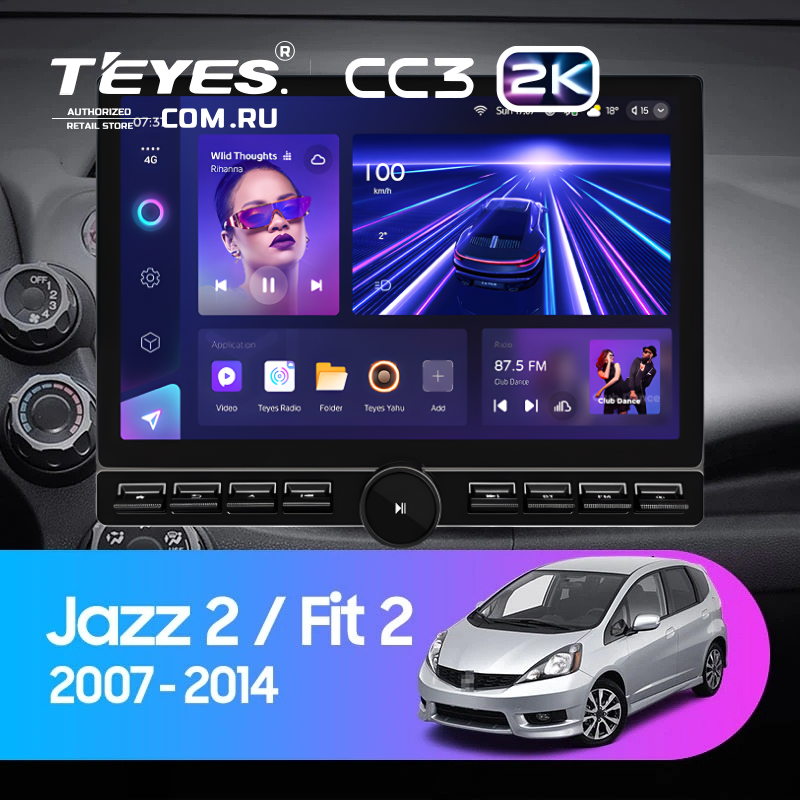 Штатная магнитола Teyes CC3 2K 6/128 Honda Jazz 2 (2007-2014) (13&quot; с кнопками)