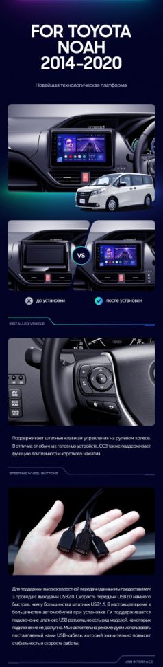 Штатная магнитола Teyes CC3 2K 360 6/128 Toyota Voxy III R80 (2014-2020)