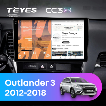 Штатная магнитола Teyes CC3 2K 360 6/128 Mitsubishi Outlander 3 GF0W GG0W (2012-2018) Тип-A (13&quot;)