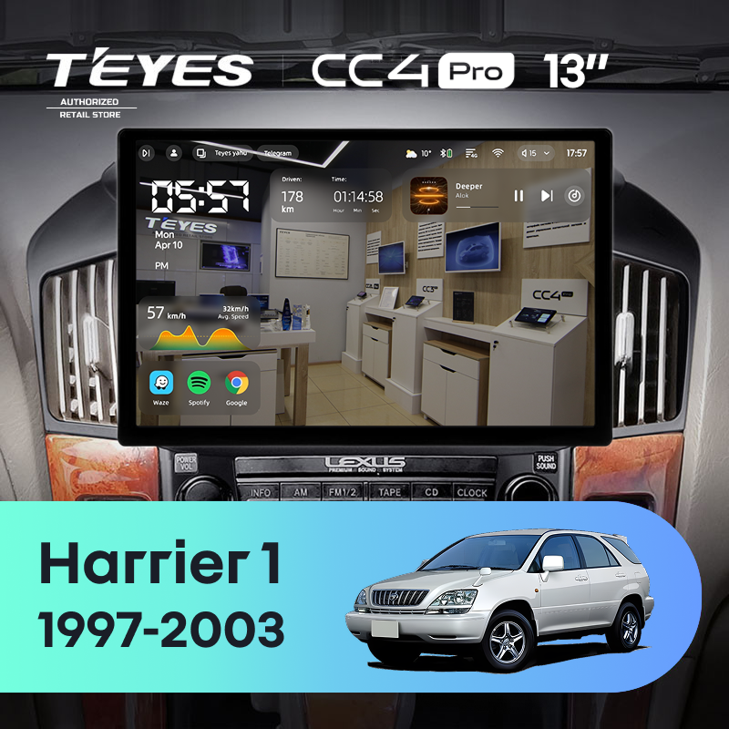 Штатная магнитола Teyes CC4 Pro 12/256 Toyota Harrier 1 (XU10) (1997-2003) F1 (13&quot;)