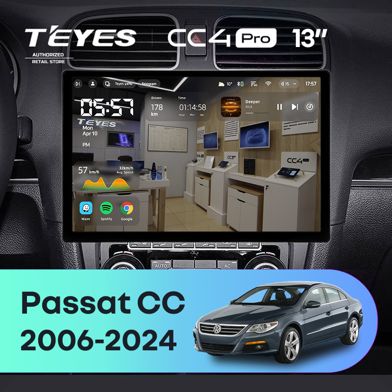 Штатная магнитола Teyes CC4 Pro 8/128 Volkswagen Passat CC (2006-2024) (13&quot;)