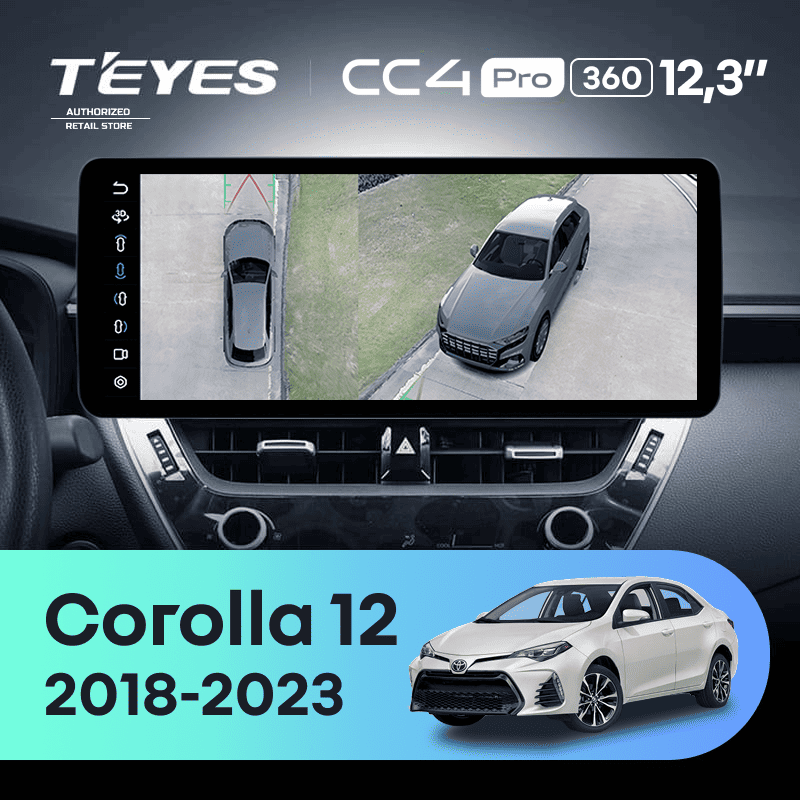 Штатная магнитола Teyes CC4 Pro 12.3" 360 8/128 Toyota Corolla 12 E210 XP210 (2018-2023) Тип-B