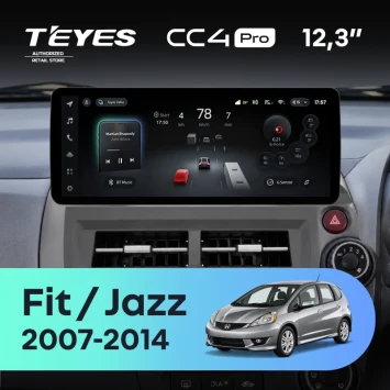 Штатная магнитола Teyes CC4 Pro 12.3" 12/256 Honda Fit GE GP GE (2007-2014) Правый руль
