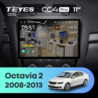 Штатная магнитола Teyes CC4 Pro 12/256 Skoda Octavia 2 A5 (2008-2013) (11") (10 inch Universal)