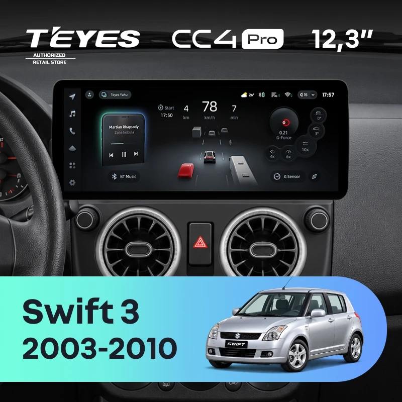 Штатная магнитола Teyes CC4 Pro 12.3" 12/256 Suzuki Swift 3 (2003-2010)