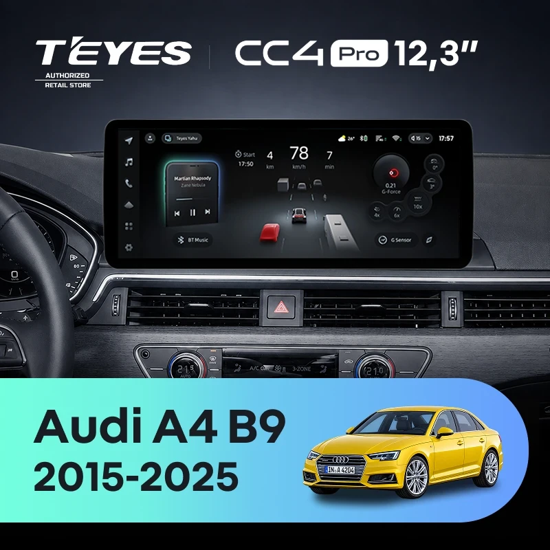 Штатная магнитола Teyes CC4 Pro 12.3" 12/256 Audi A4 B9 (2015-2025)