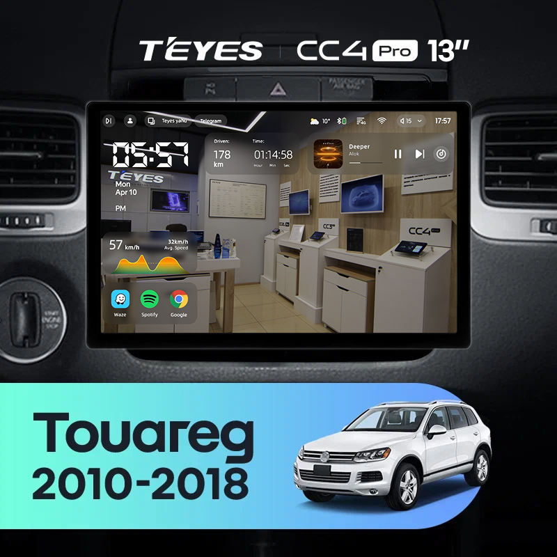 Штатная магнитола Teyes CC4 Pro 12/256 Volkswagen Touareg FL NF (2010-2018) Тип-B (13&quot;)