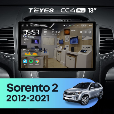 Штатная магнитола Teyes CC4 Pro 8/128 Kia Sorento 2 II XM (2012-2021) F1 (13&quot;)