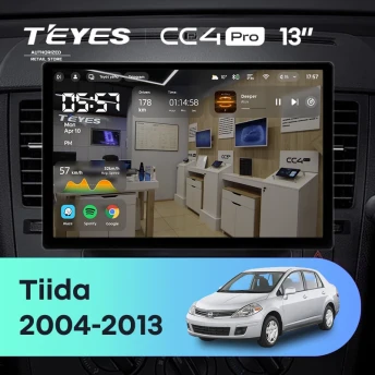 Штатная магнитола Teyes CC4 Pro 8/128 Nissan Tiida C11 (2004-2013) F2 (13")