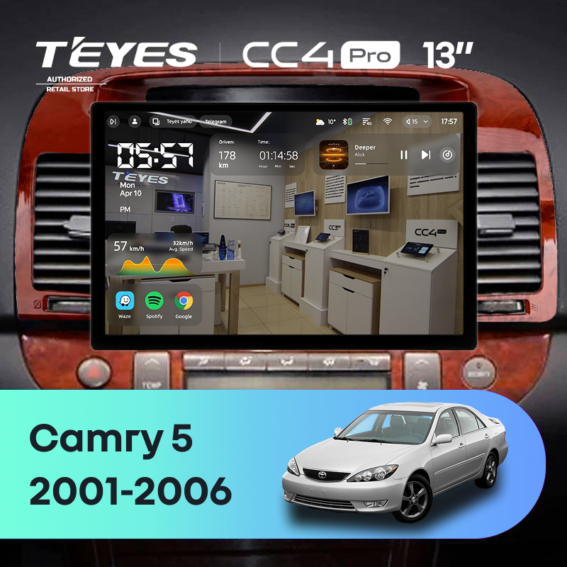Штатная магнитола Teyes CC4 Pro 8/128 Toyota Camry 5 XV 30 (2001-2006) Тип-B (13&quot;)