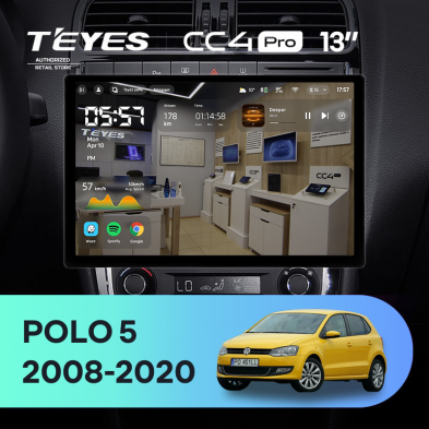 Штатная магнитола Teyes CC4 Pro 8/128 Volkswagen Polo 5 (2008-2020) F1 (13&quot;)