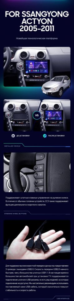 Штатная магнитола Teyes CC3 4/32 SsangYong Actyon C100 (2005-2011)