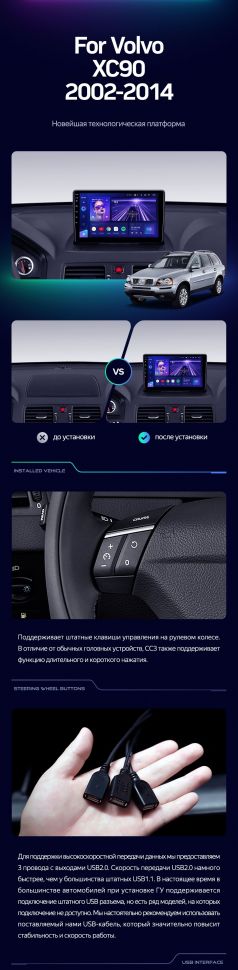 Штатная магнитола Teyes CC3 4/32 Volvo XC90 (2002-2014) F1