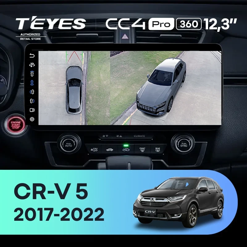 Штатная магнитола Teyes CC4 Pro 12.3" 360 8/128 Honda CR-V 5 RT RW (2017-2022)