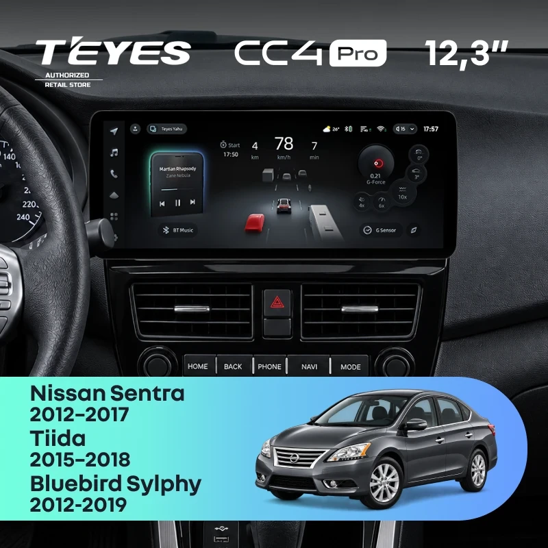 Штатная магнитола Teyes CC4 Pro 12.3" 12/256 Nissan Tiida C13 (2015–2018)