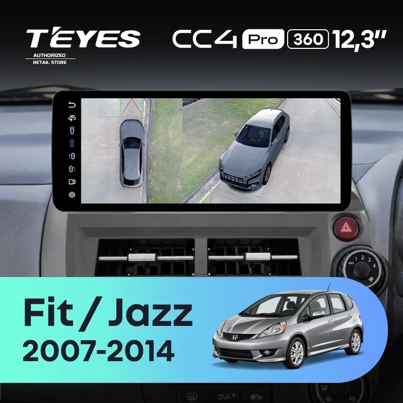 Штатная магнитола Teyes CC4 Pro 12.3" 360 12/256 Honda Fit GE GP GE (2007-2014) Правый руль