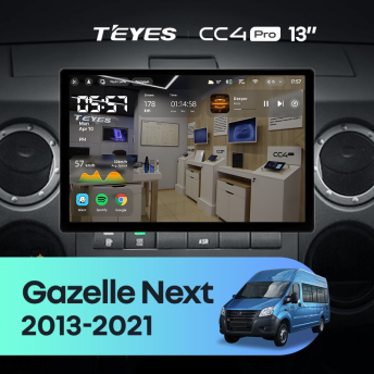 Штатная магнитола Teyes CC4 Pro 8/128 для GAZ Gazelle Next (2013-2021) F1 (13")