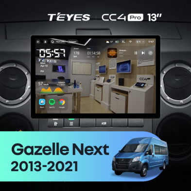 Штатная магнитола Teyes CC4 Pro 8/128 для GAZ Gazelle Next (2013-2021) F1 (13&quot;)