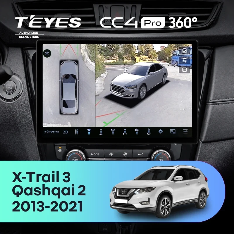 Штатная магнитола Teyes CC4 Pro 360 8/128 Nissan X-Trail 3 T32 (2013-2021) F2 Тип-AВ (13")