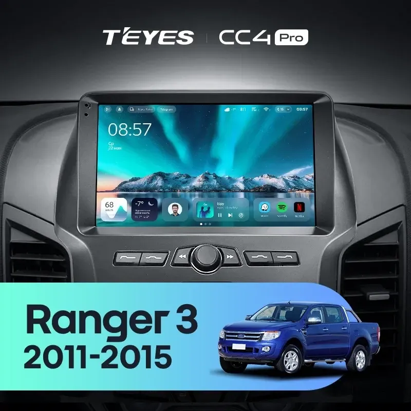 Штатная магнитола Teyes CC4 Pro 12/256 Ford Ranger 3 (2011-2015) F1