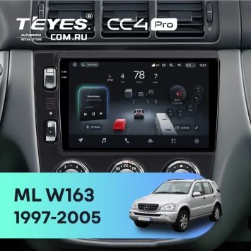 Штатная магнитола Teyes CC4 Pro 12/256 Mercedes ML W163 (1997-2005) (черная)