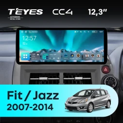 Штатная магнитола Teyes CC4 12.3" 8/128 Honda Fit GE GP GE (2007-2014) Правый руль