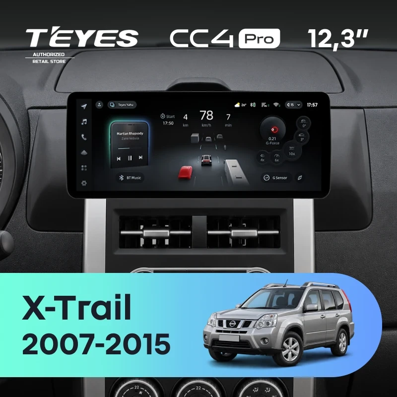 Штатная магнитола Teyes CC4 Pro 12.3" 8/128 Nissan X-Trail T31 (2007-2015) Тип-A