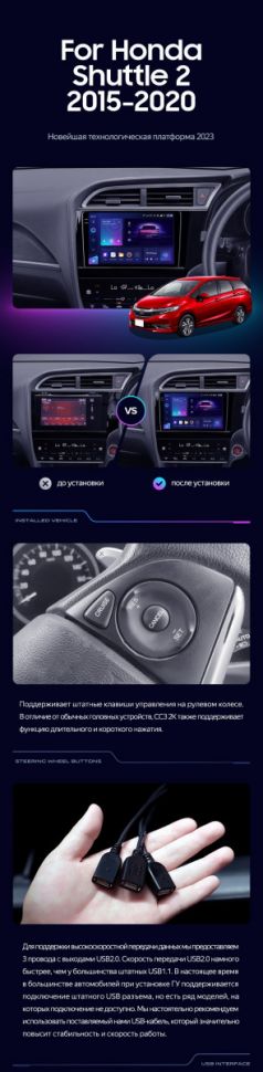 Штатная магнитола Teyes CC3 2K 6/128 Honda Shuttle 2 (2015-2020) Правый руль