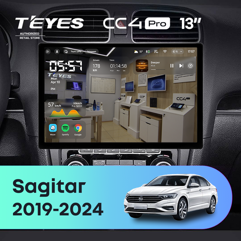 Штатная магнитола Teyes CC4 Pro 8/128 Volkswagen Sagitar (2019-2024) (13&quot;)