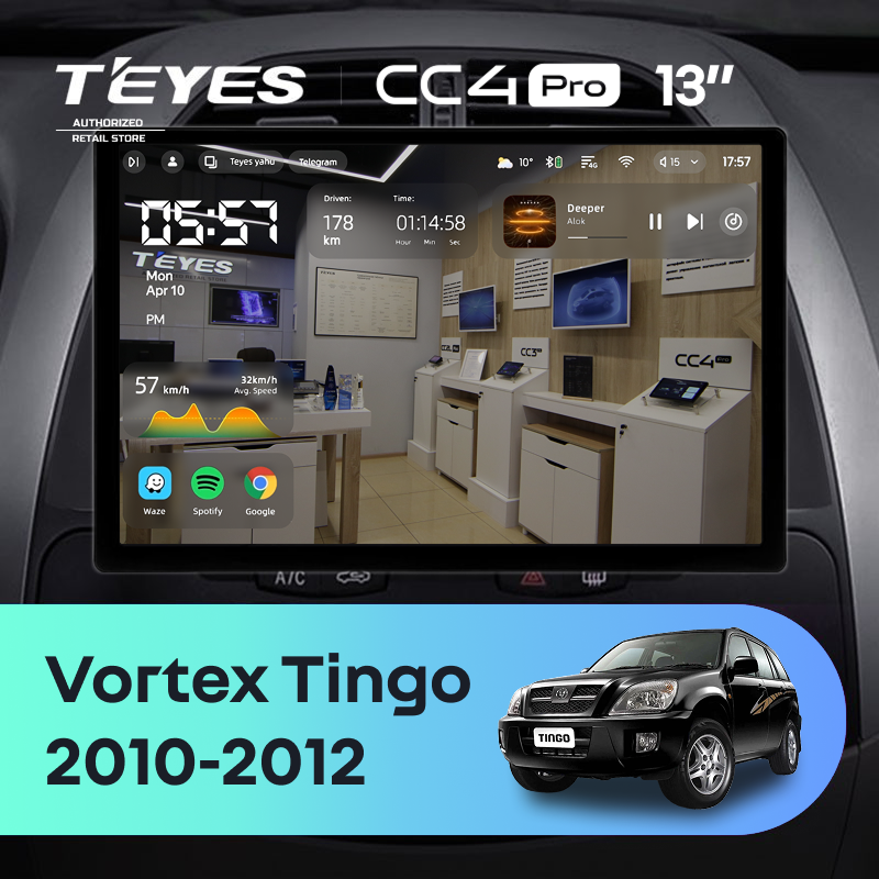 Штатная магнитола Teyes CC4 Pro 8/128 Vortex Tingo (2010-2012) (13&quot;)