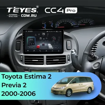 Штатная магнитола Teyes CC4 Pro 8/128 Toyota Estima 2 (2000-2006) Правый руль