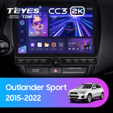 Штатная магнитола Teyes CC3 2K 6/128 Mitsubishi Outlander Sport (2015-2022) Тип-B (13&quot; с кнопками)